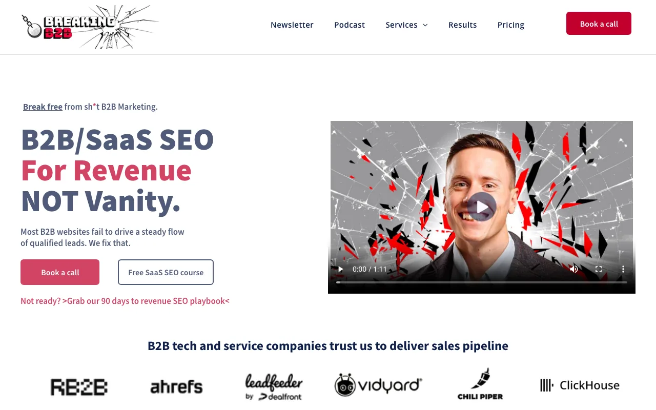 Breaking B2B homepage screenshot — main site landing page captured May 2026