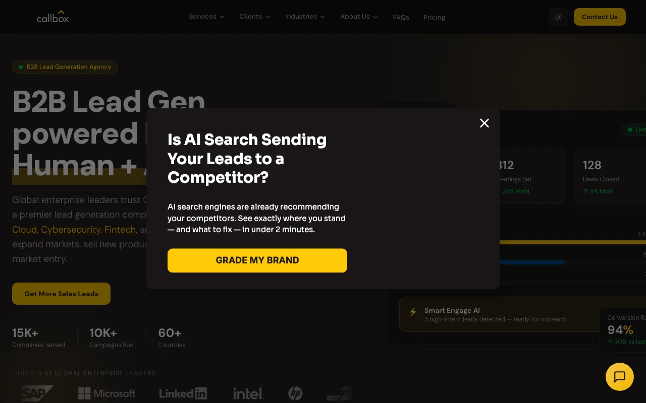 Callbox homepage screenshot — B2B marketing agency