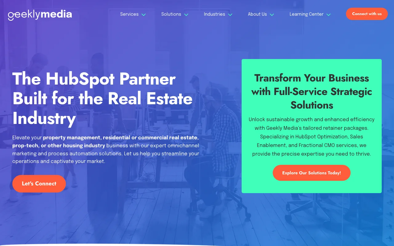 Geekly Media homepage screenshot — B2B marketing agency