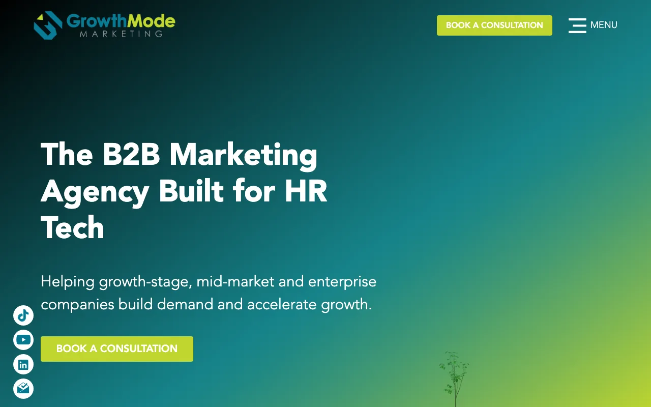 GrowthMode Marketing homepage screenshot — B2B marketing agency