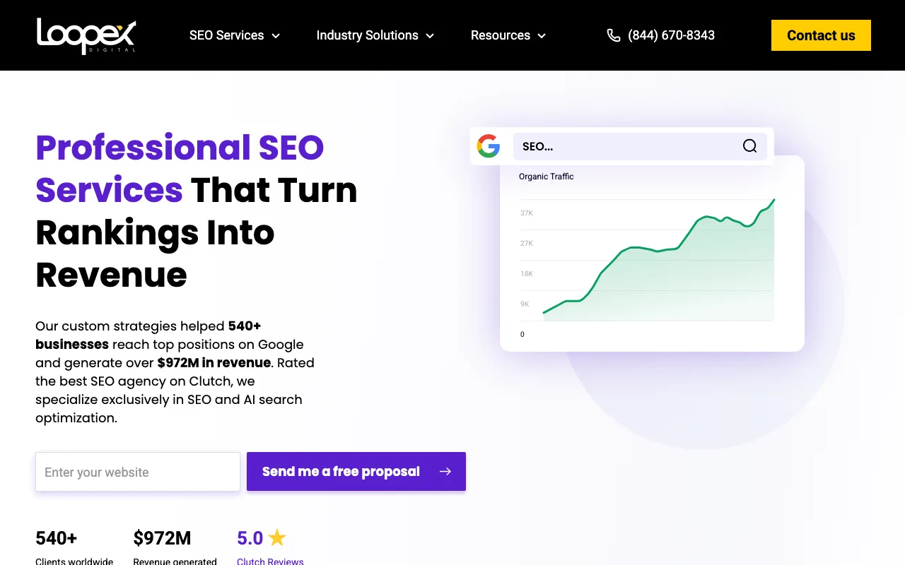 Loopex Digital homepage screenshot — main site landing page captured May 2026