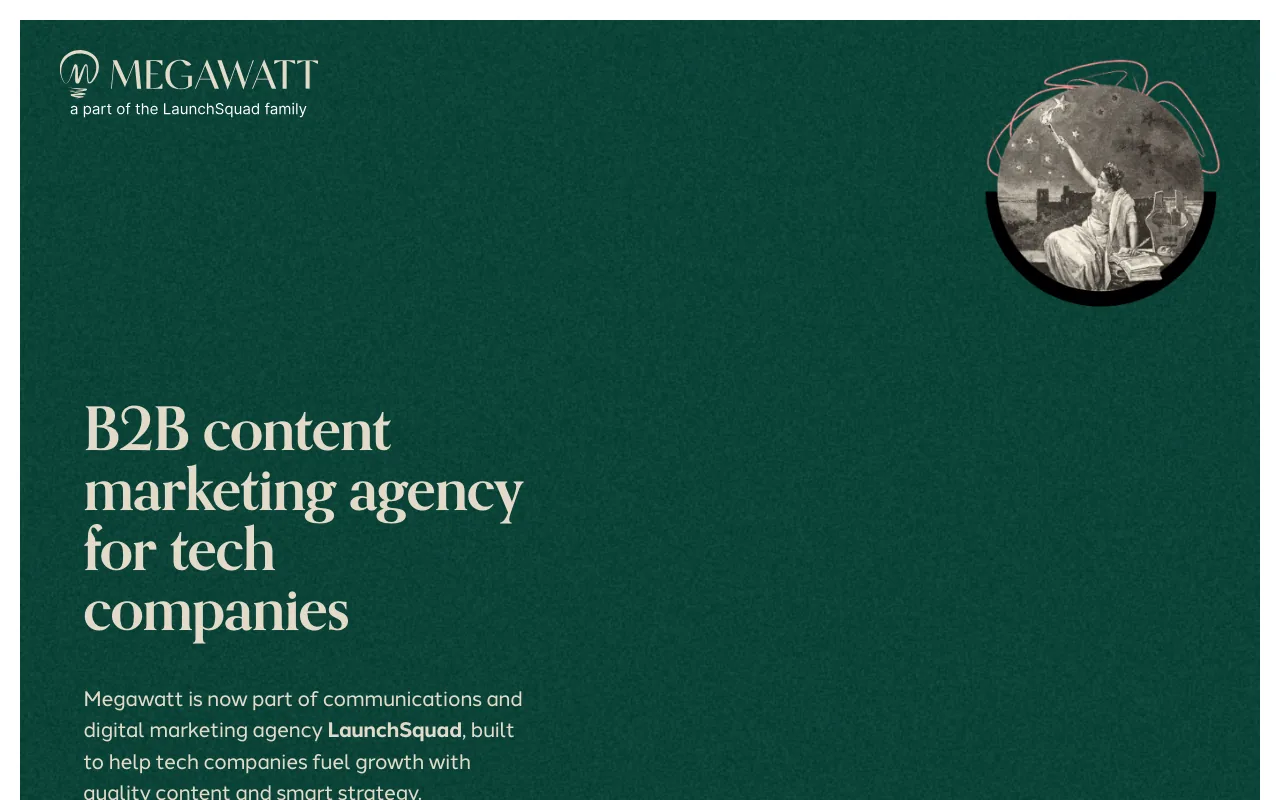 Megawatt homepage screenshot — B2B marketing agency
