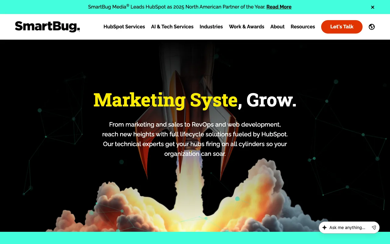 SmartBug Media homepage screenshot — B2B marketing agency