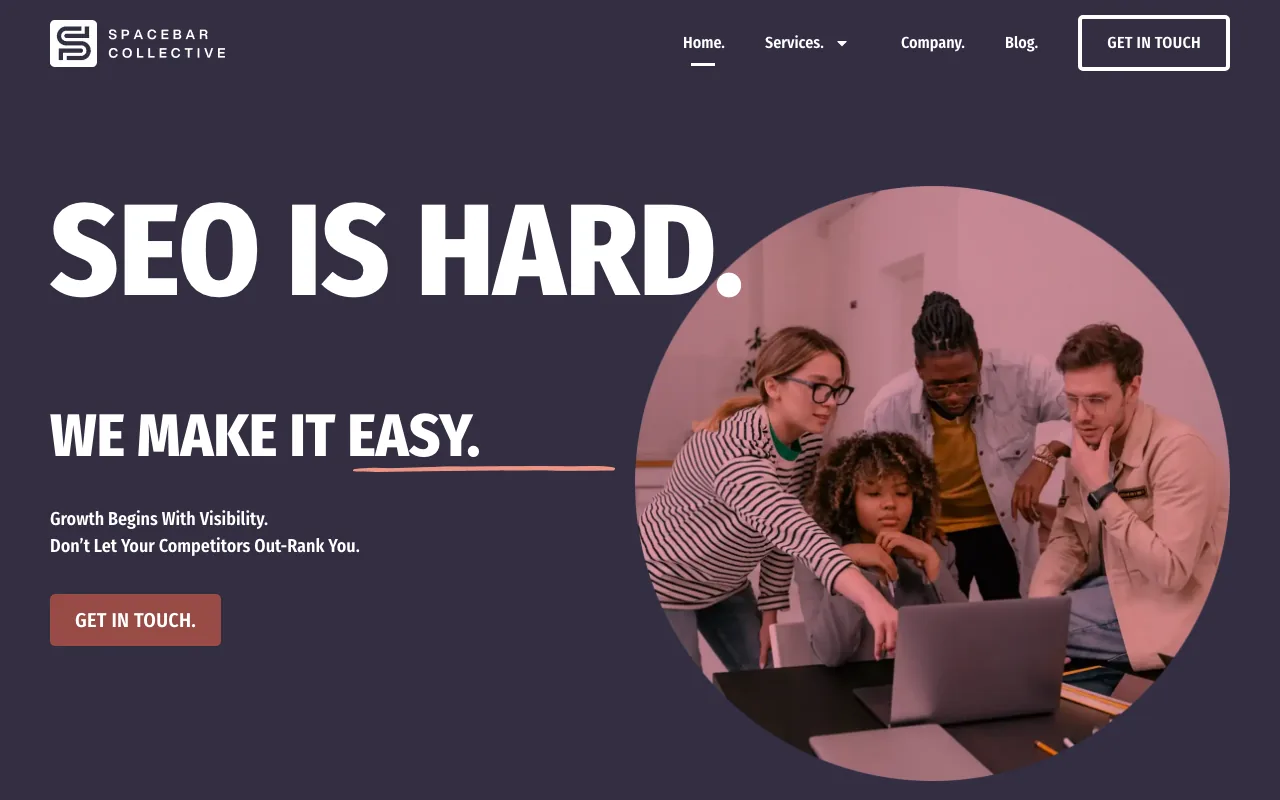 Spacebar Collective homepage screenshot — B2B marketing agency