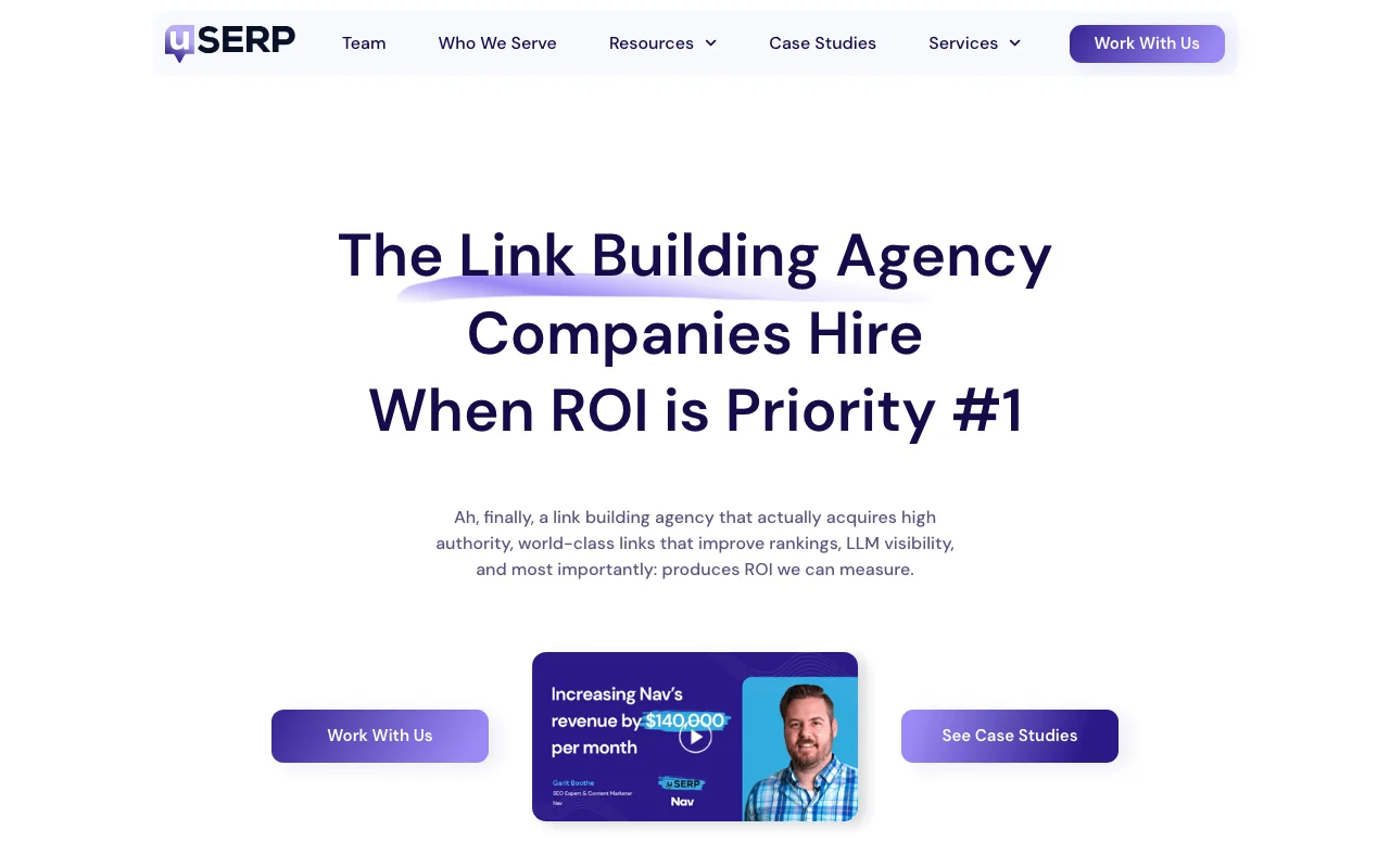 uSERP homepage screenshot — B2B marketing agency