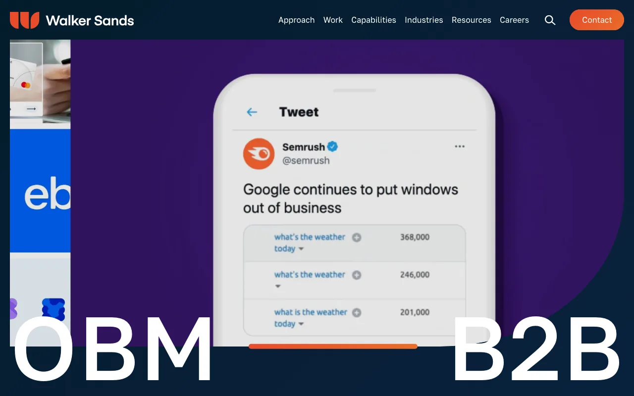 Walker Sands homepage screenshot — B2B marketing agency